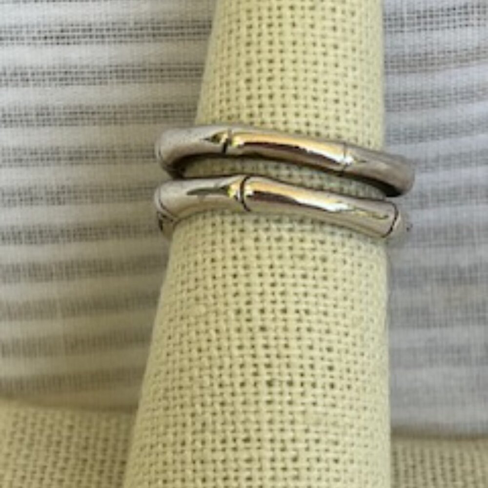 John Hardy Bamboo  Lava Double Twirl Ring- Black Sapphires - Picture 4 of 5